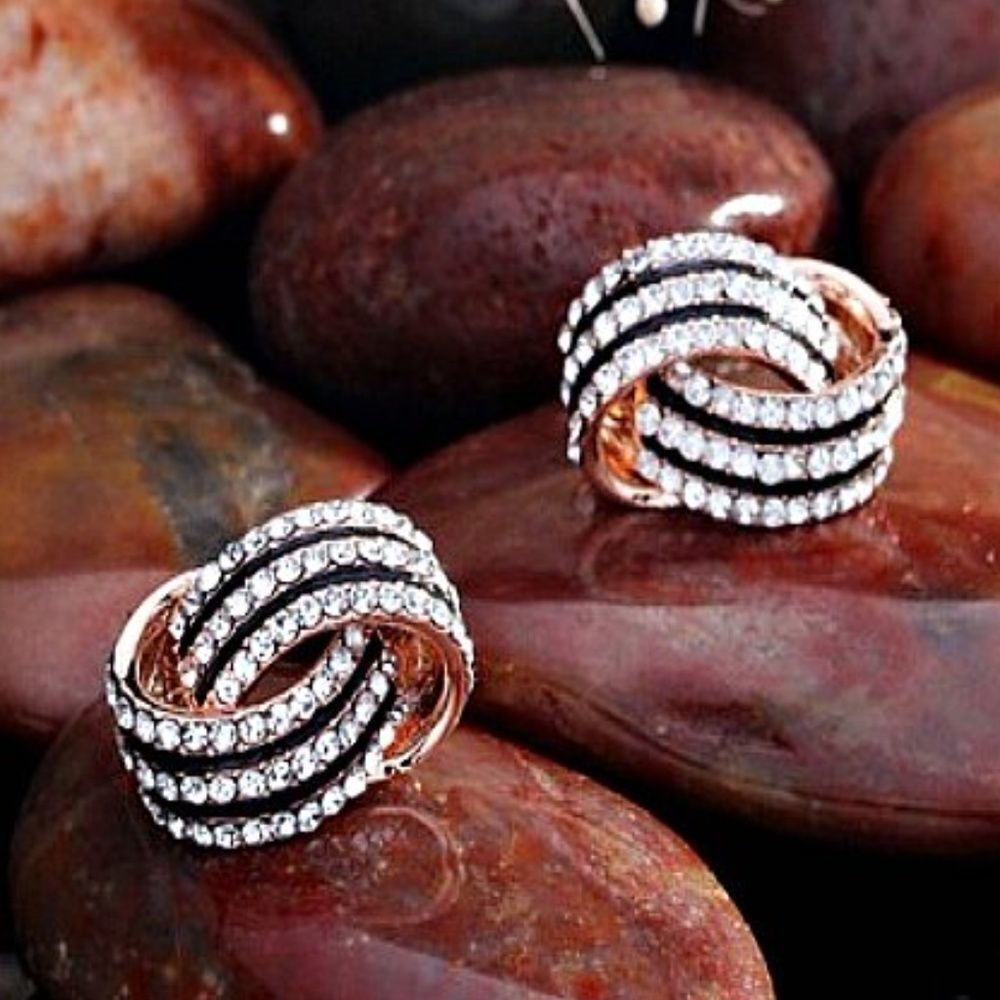 Rose Gold Plated Crystal Rhinestone Earrings